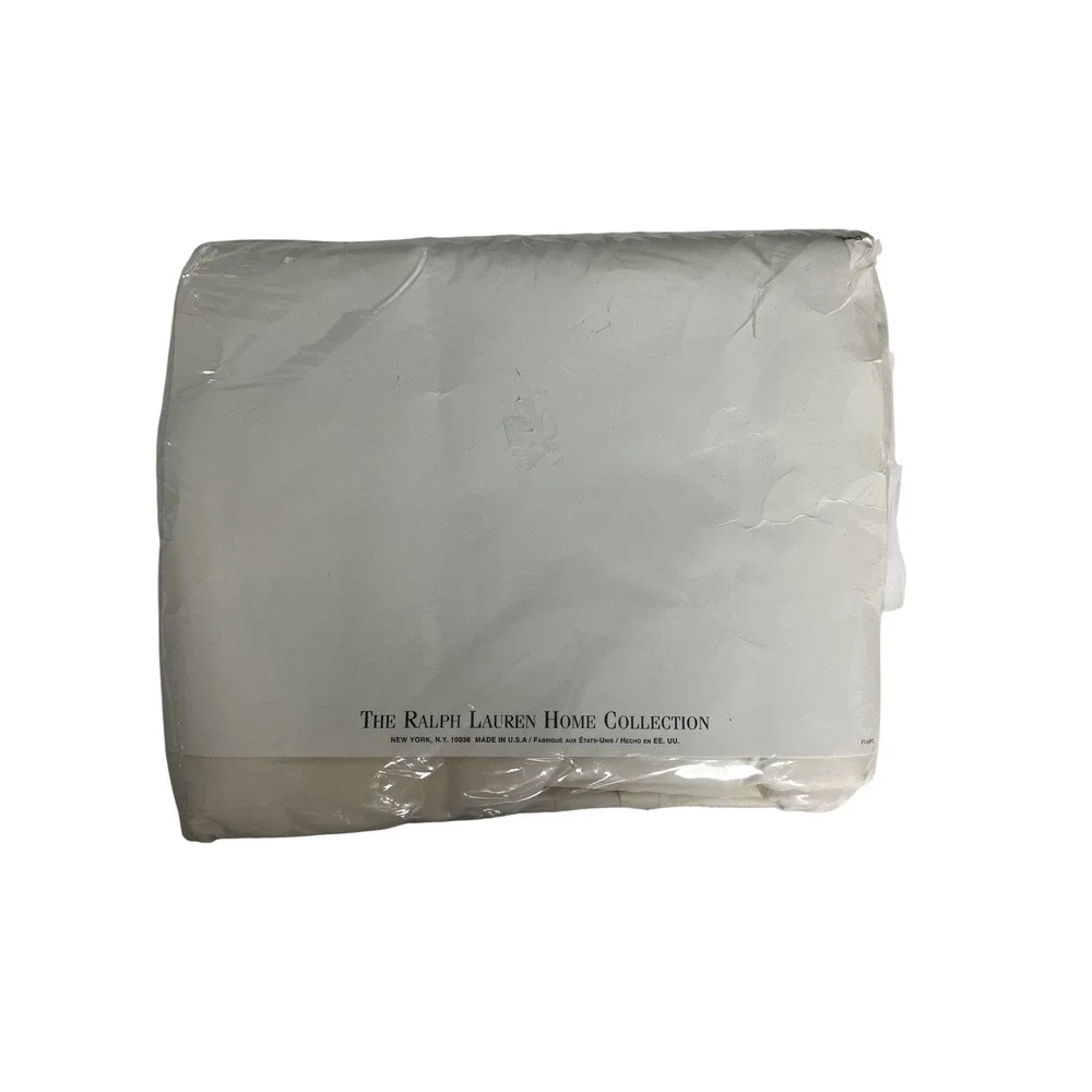 Ralph Lauren Flat Sheet Queen Cream 100% Cotton No-Iron Irregular Vintage G11